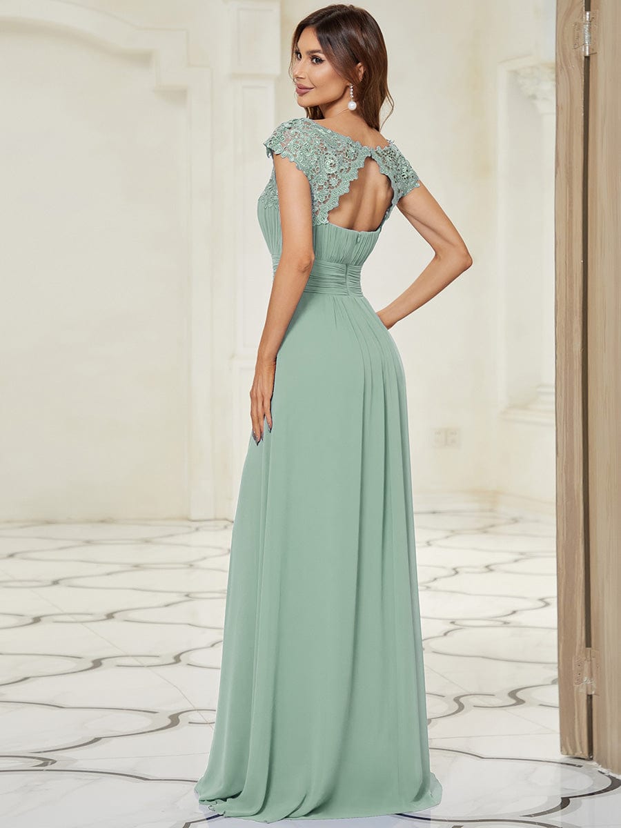 Flattering Cap Sleeve Chiffon Bridesmaid Dress #color_Mint Green