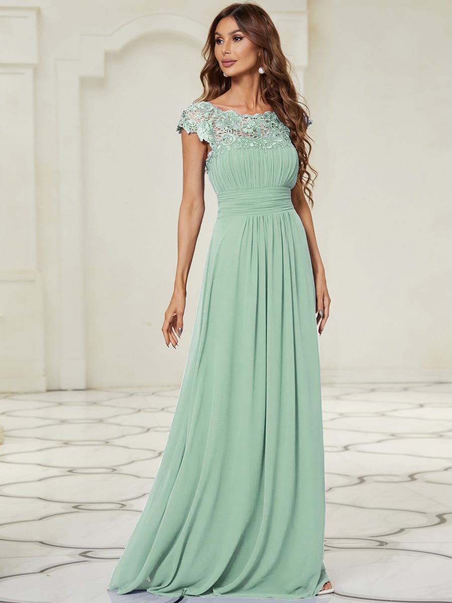 Flattering Cap Sleeve Chiffon Bridesmaid Dress #color_Mint Green