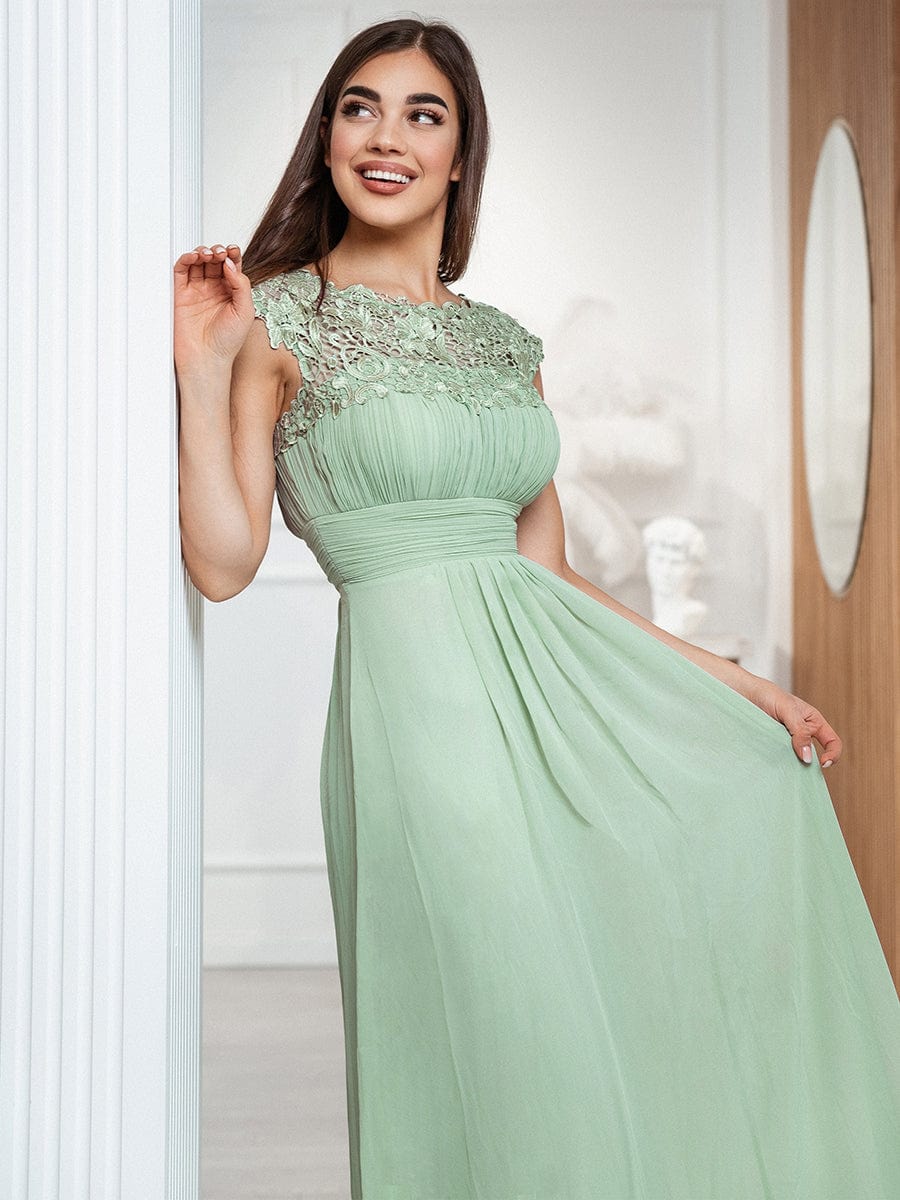 Flattering Cap Sleeve Chiffon Bridesmaid Dress #color_Mint Green