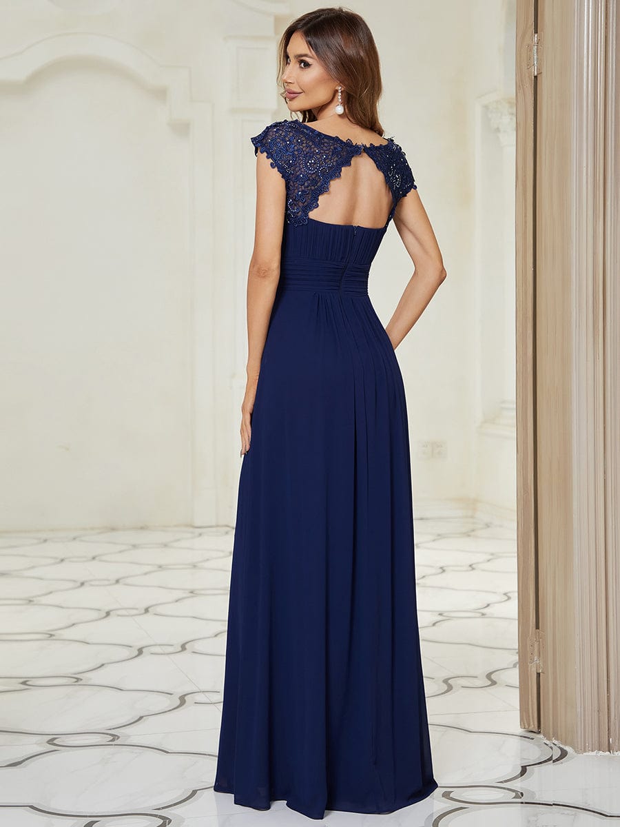 Navy Chiffon Bridesmaid Dresses #style_EP09996NB