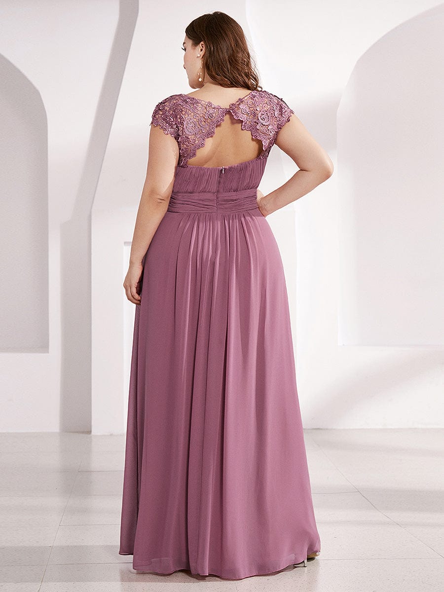 Custom Size Flattering Cap Sleeve Chiffon Bridesmaid Dress #color_Purple Orchid