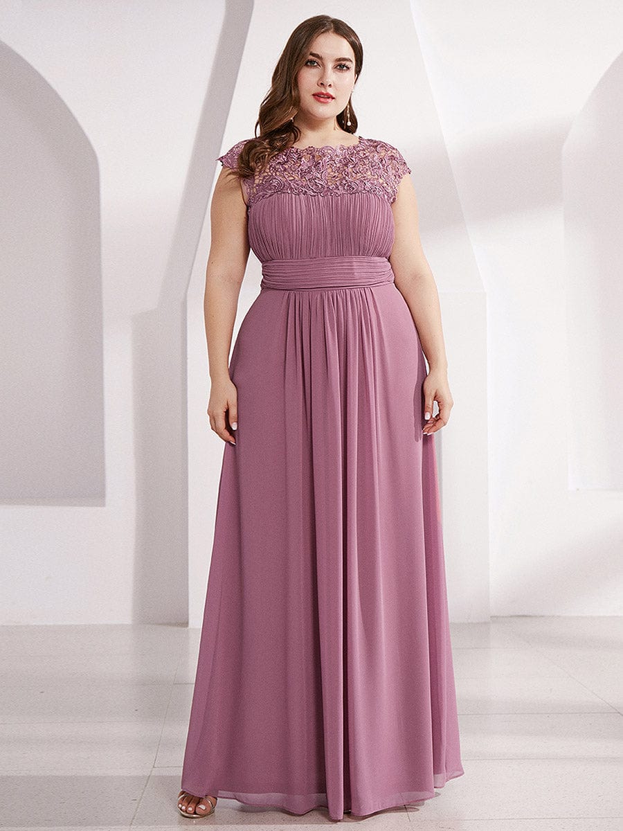 Custom Size Flattering Cap Sleeve Chiffon Bridesmaid Dress #color_Purple Orchid