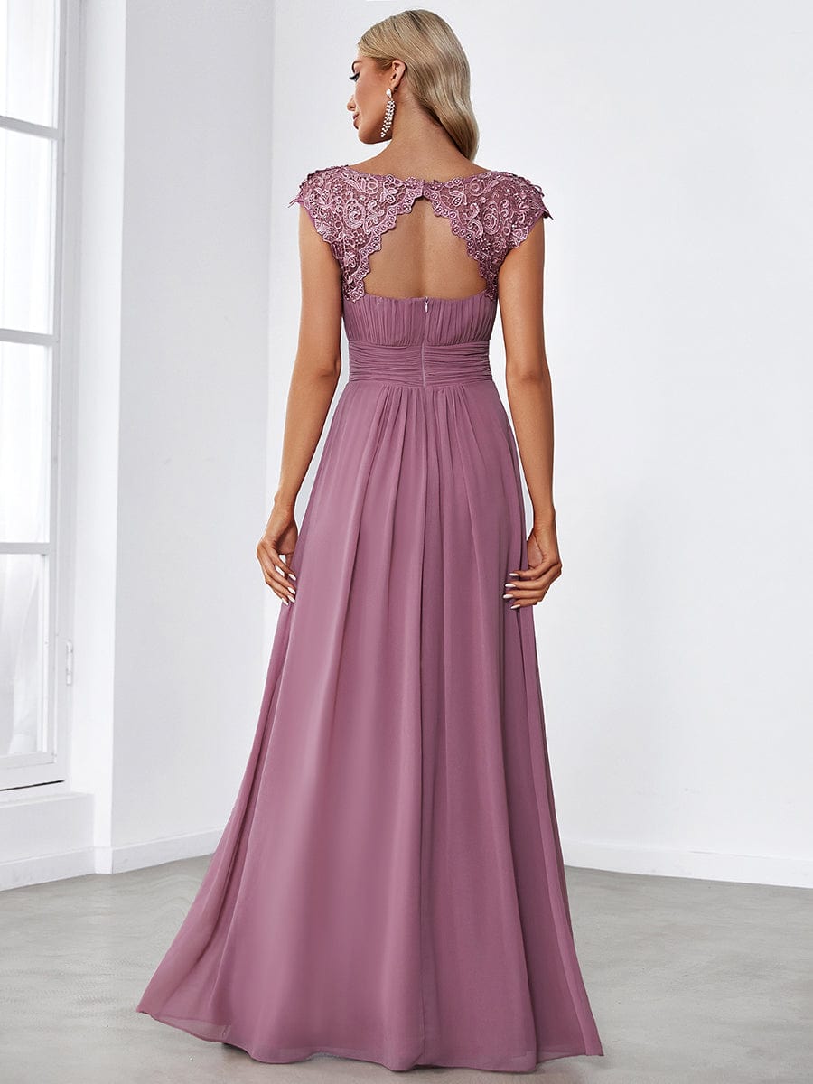 Custom Size Flattering Cap Sleeve Chiffon Bridesmaid Dress #color_Purple Orchid