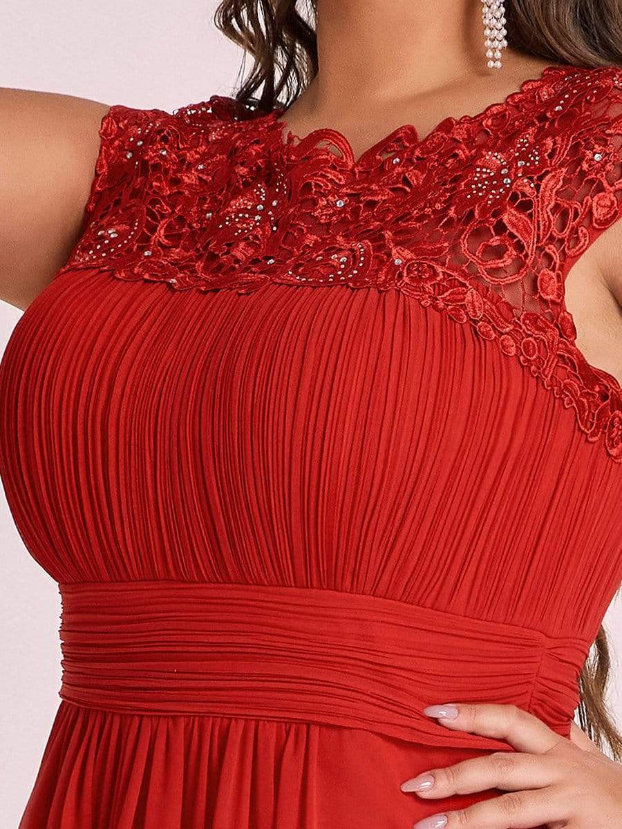 Custom Size Elegant Flattering Maxi Plus Size Evening Dress #color_Red