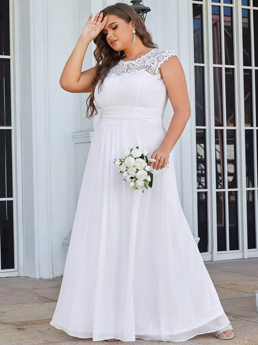 Custom Size Elegant Flattering Maxi Plus Size Evening Dress #color_White