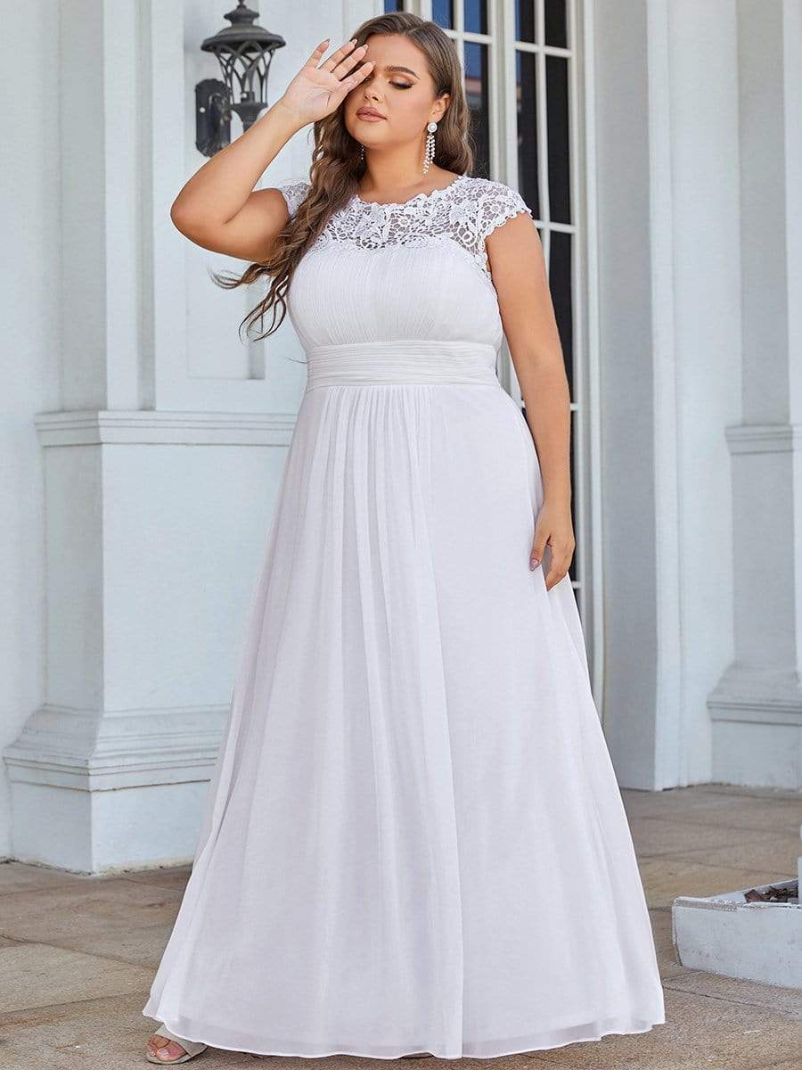 Custom Size Elegant Flattering Maxi Plus Size Evening Dress #color_White