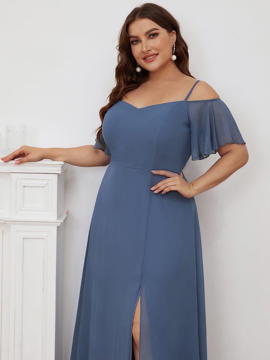 Dusty Blue Bridesmaid Gowns #style_ES00237DN