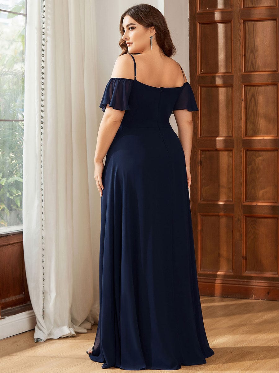 Navy Chiffon Bridesmaid Dresses #style_ES00237NB