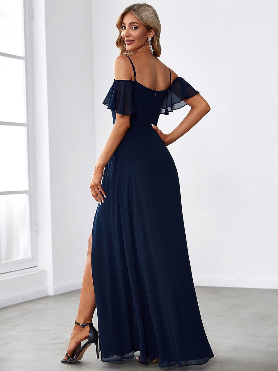 Navy Chiffon Bridesmaid Dresses #style_ES00237NB