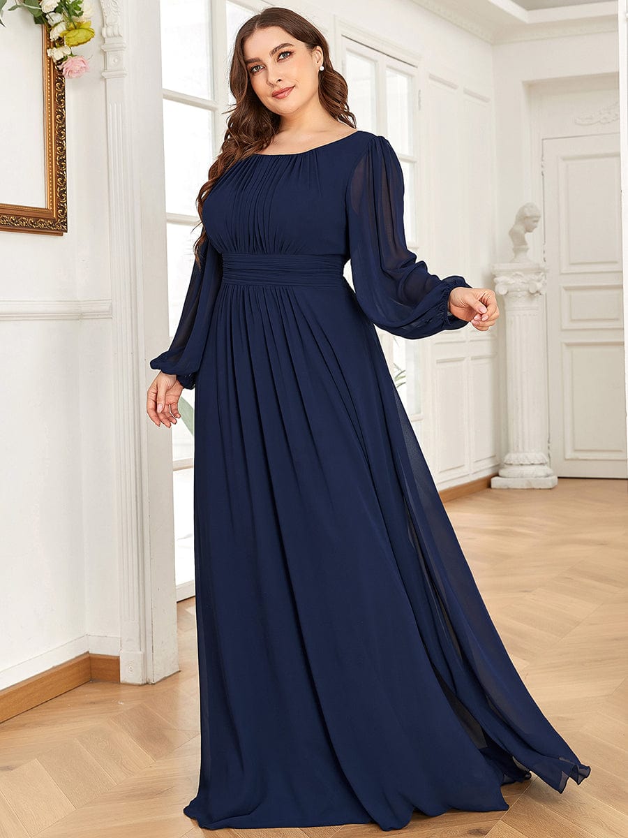 Navy Chiffon Bridesmaid Dresses #style_ES0106BNB