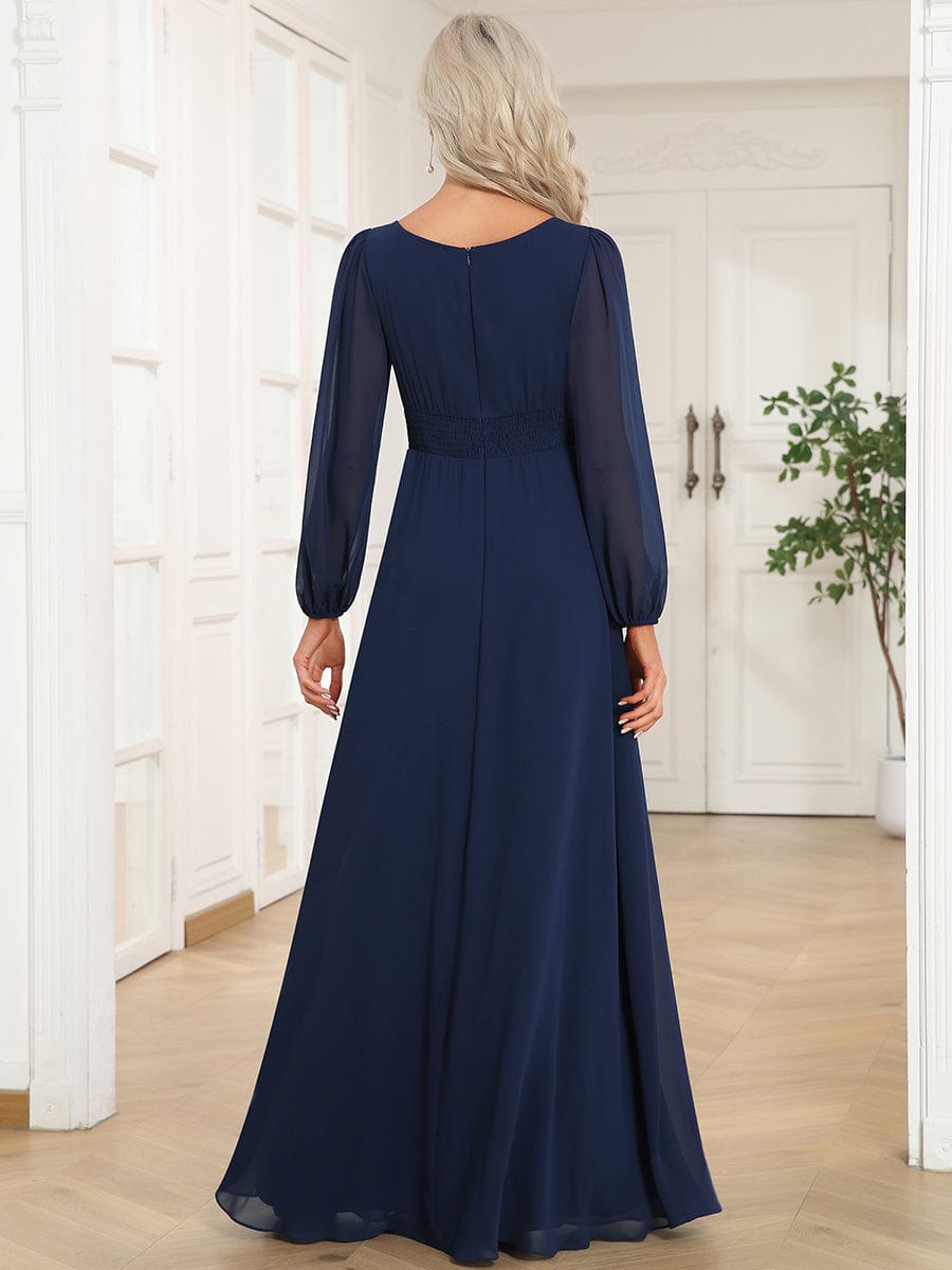 Navy Chiffon Bridesmaid Dresses #style_ES0106BNB