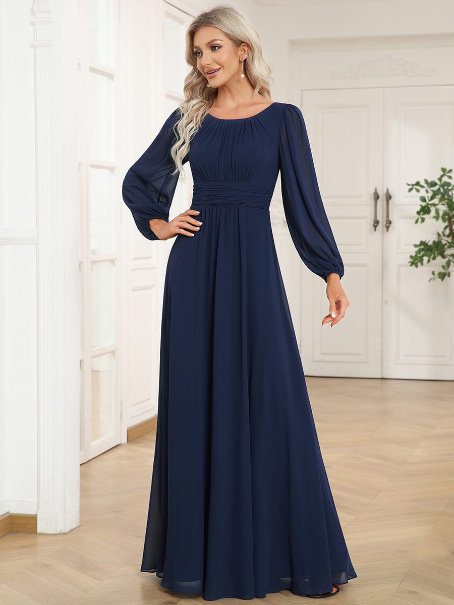 Navy Chiffon Bridesmaid Dresses #style_ES0106BNB