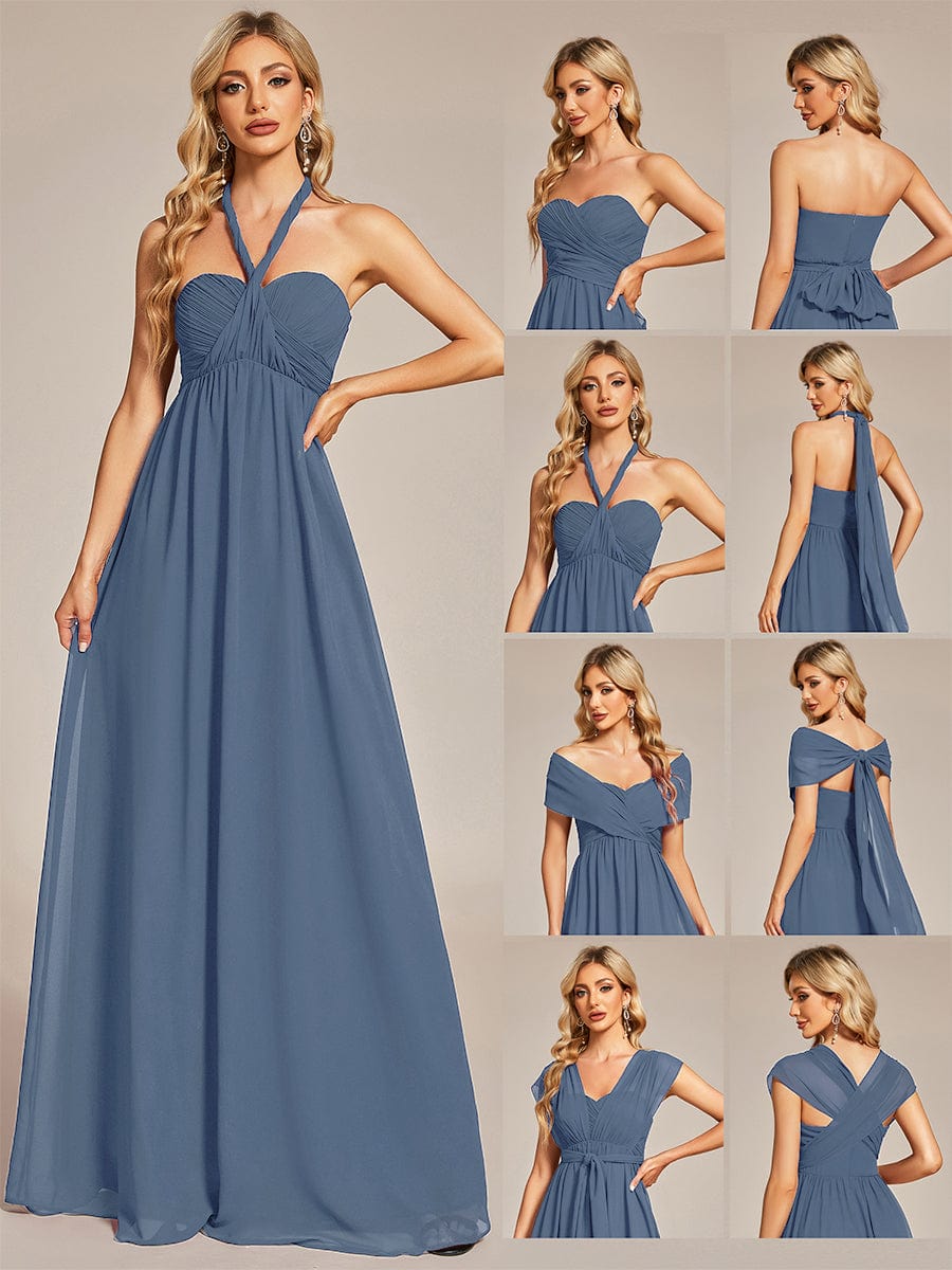 Dusty Blue Bridesmaid Gowns #style_ES01491DN