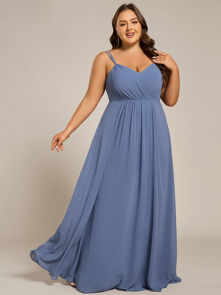 Custom Size Chiffon and Lace Open Back Bridesmaid Dress with Spaghetti Straps #color_Dusty Blue