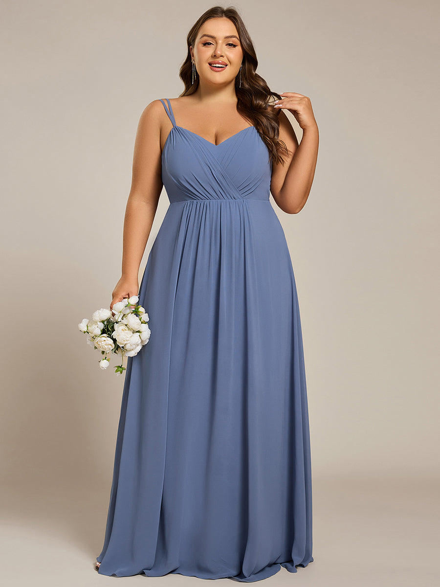 Custom Size Chiffon and Lace Open Back Bridesmaid Dress with Spaghetti Straps #color_Dusty Blue