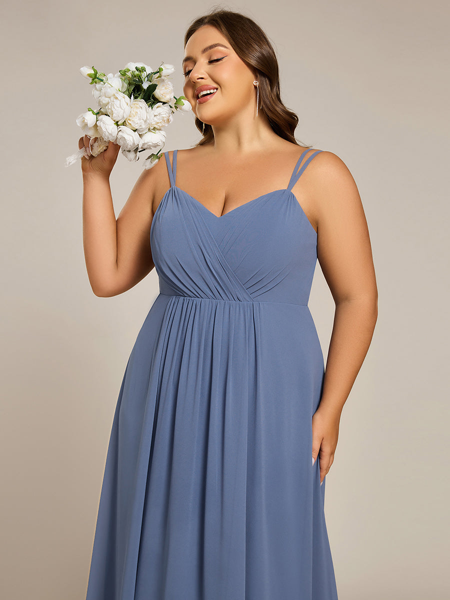 Custom Size Chiffon and Lace Open Back Bridesmaid Dress with Spaghetti Straps #color_Dusty Blue