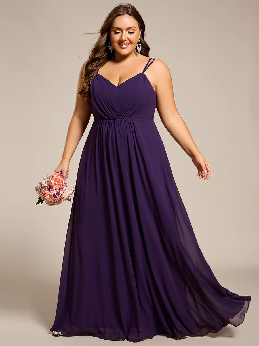 Chiffon and Lace Open Back Bridesmaid Dress with Spaghetti Straps #color_Dark Purple