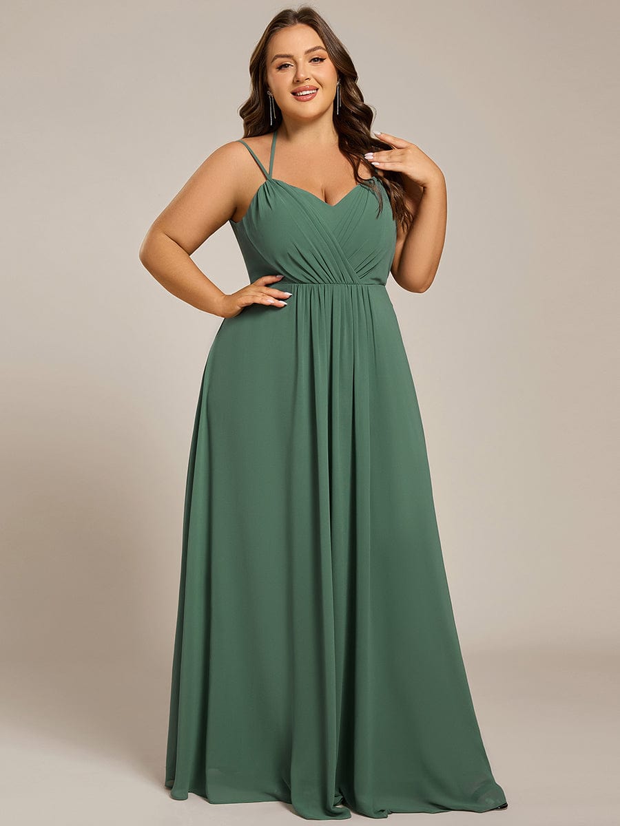 Chiffon and Lace Open Back Bridesmaid Dress with Spaghetti Straps #color_Eucalyptus Green