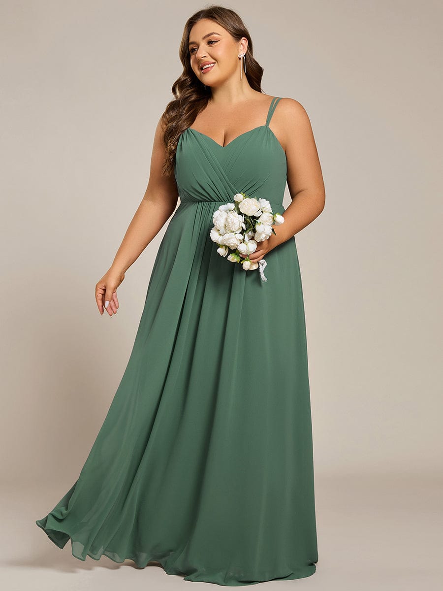 Chiffon and Lace Open Back Bridesmaid Dress with Spaghetti Straps #color_Eucalyptus Green