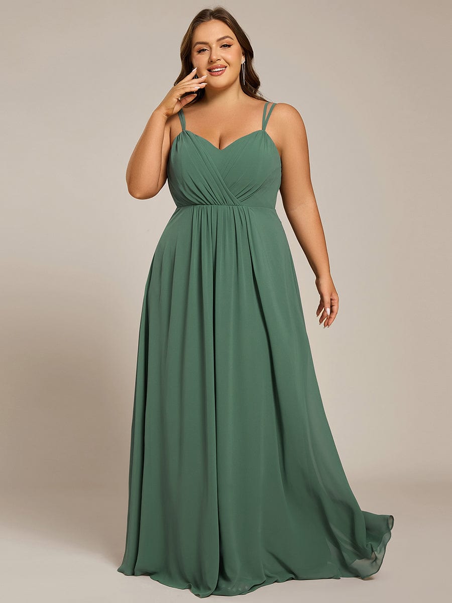 Chiffon and Lace Open Back Bridesmaid Dress with Spaghetti Straps #color_Eucalyptus Green