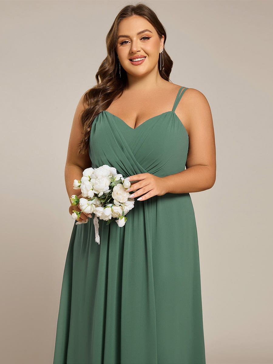 Chiffon and Lace Open Back Bridesmaid Dress with Spaghetti Straps #color_Eucalyptus Green