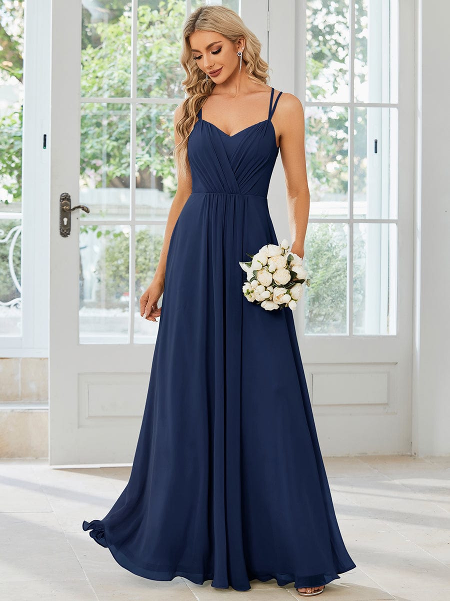 Navy Chiffon Bridesmaid Dresses #style_ES01692NB