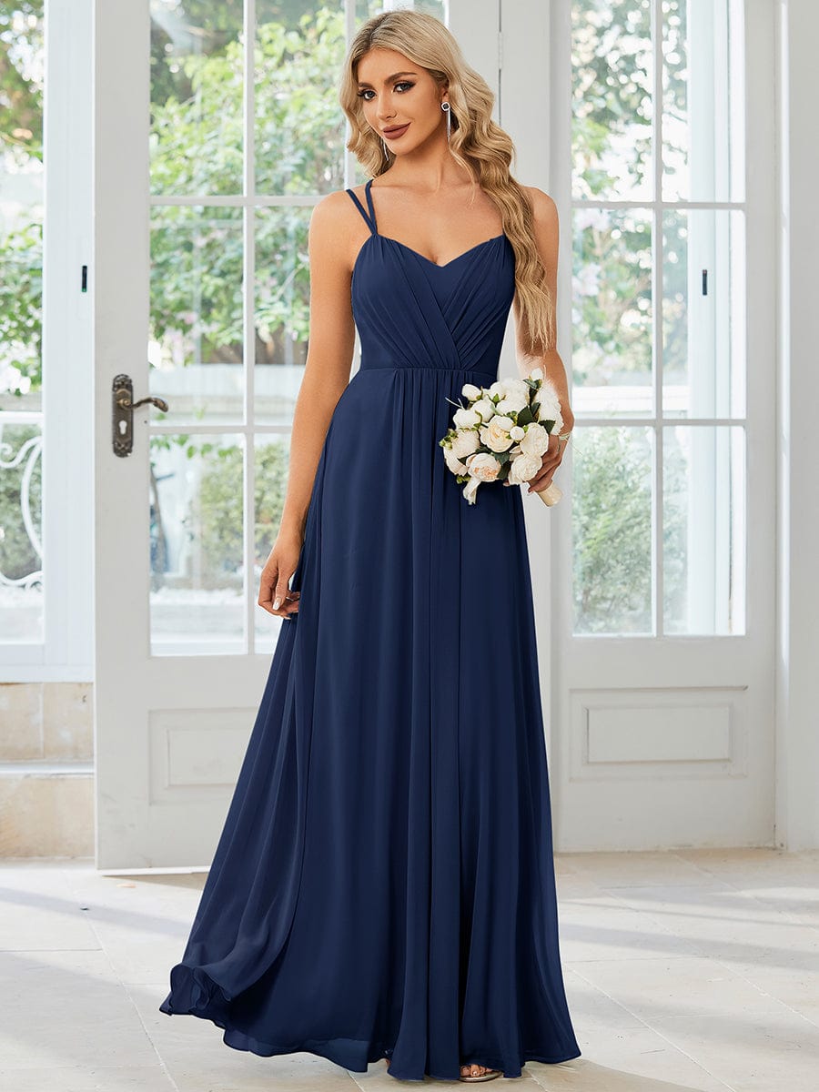 Navy Chiffon Bridesmaid Dresses #style_ES01692NB