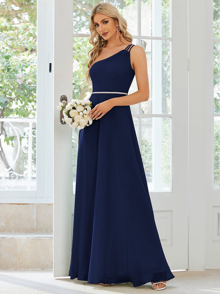 Navy Chiffon Bridesmaid Dresses #style_ES01732NB