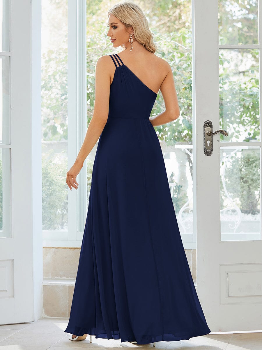 Navy Chiffon Bridesmaid Dresses #style_ES01732NB