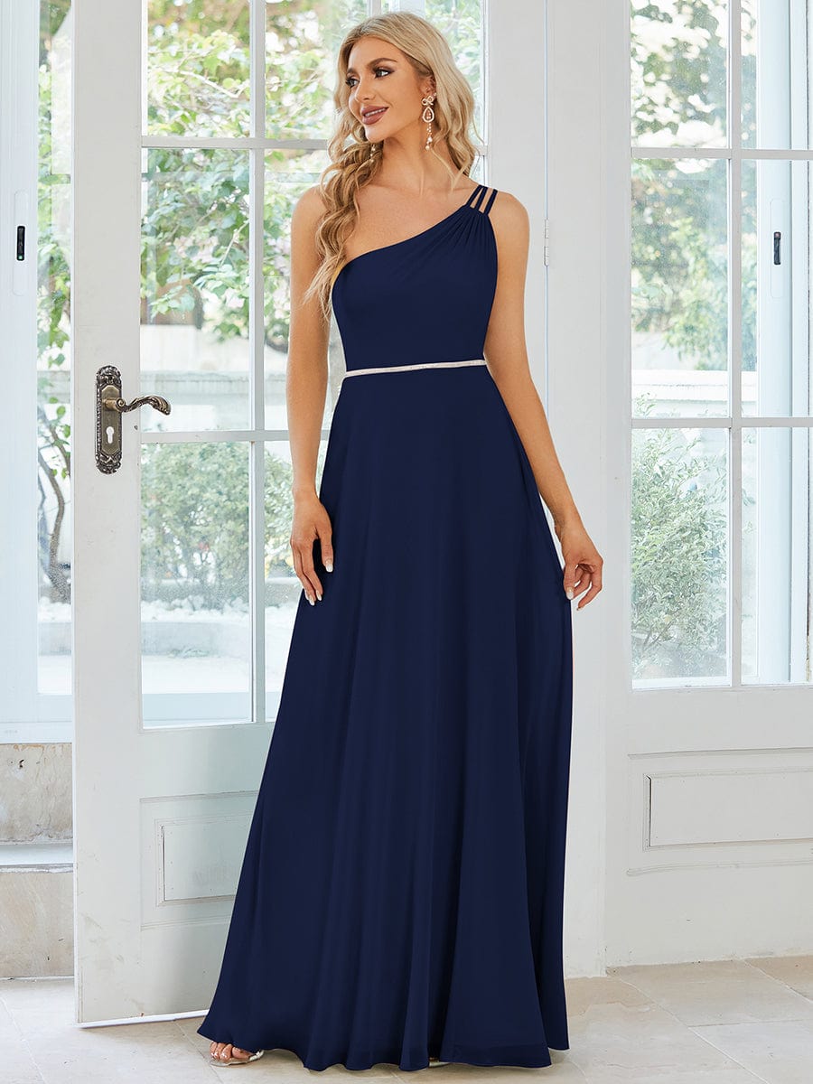 Navy Chiffon Bridesmaid Dresses #style_ES01732NB