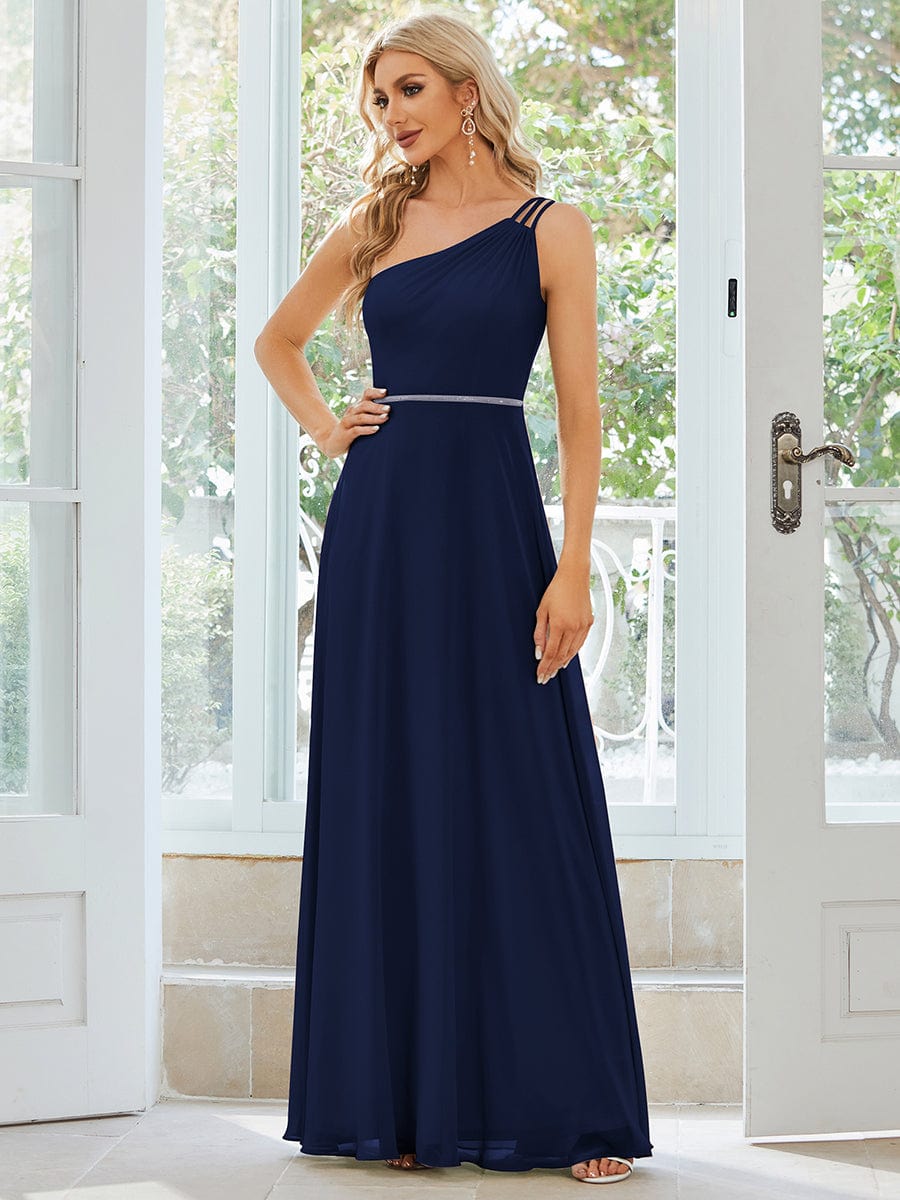 Navy Chiffon Bridesmaid Dresses #style_ES01732NB