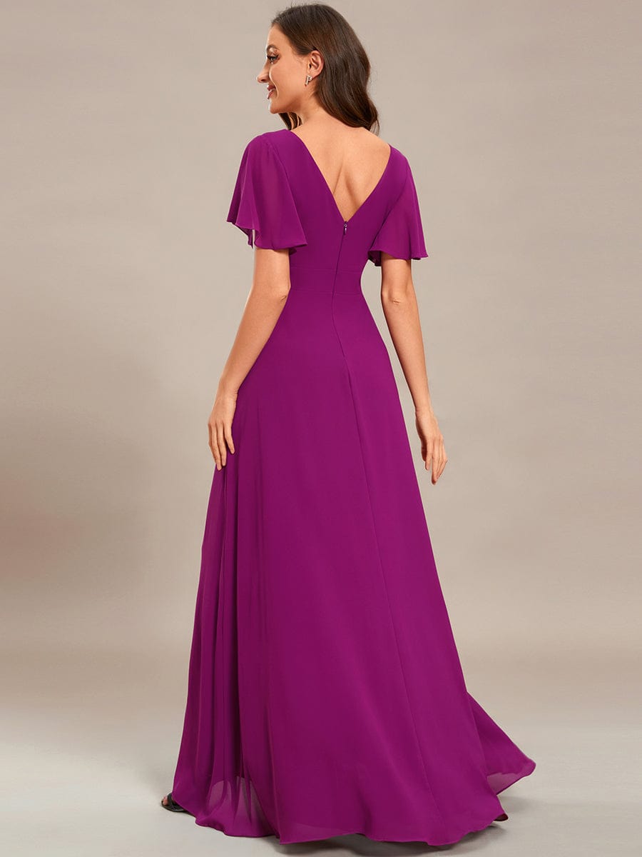 Charming Chiffon Bridesmaid Dress with Lotus Leaf Hemline #color_Fuchsia