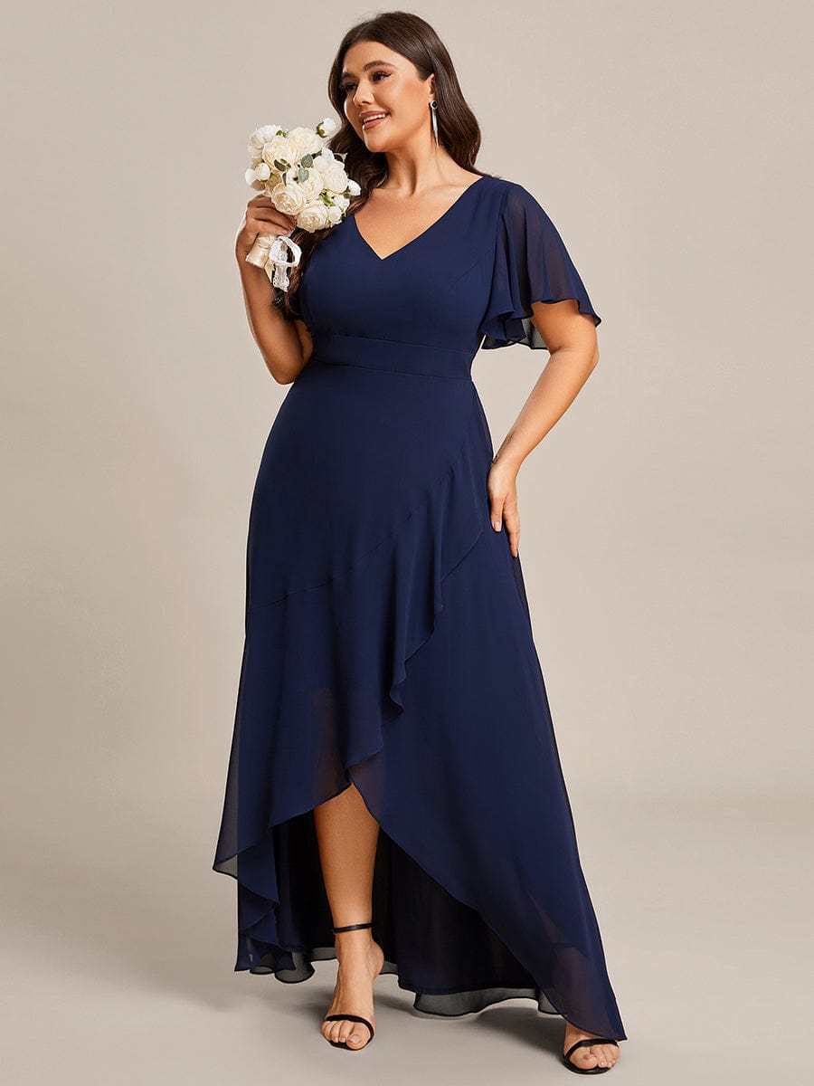 Navy Chiffon Bridesmaid Dresses #style_ES01749NB