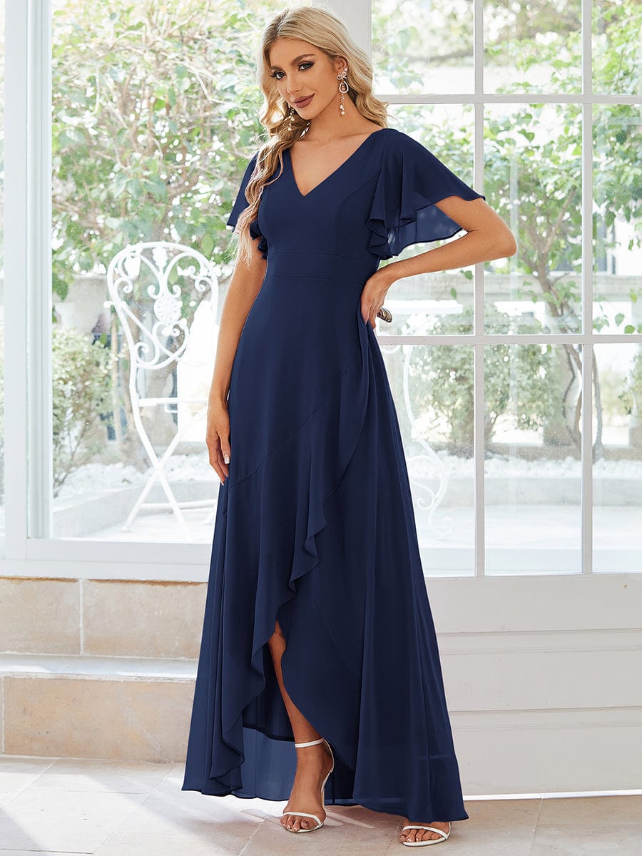 Navy Chiffon Bridesmaid Dresses #style_ES01749NB