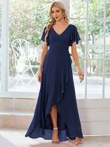 Navy Chiffon Bridesmaid Dresses #style_ES01749NB