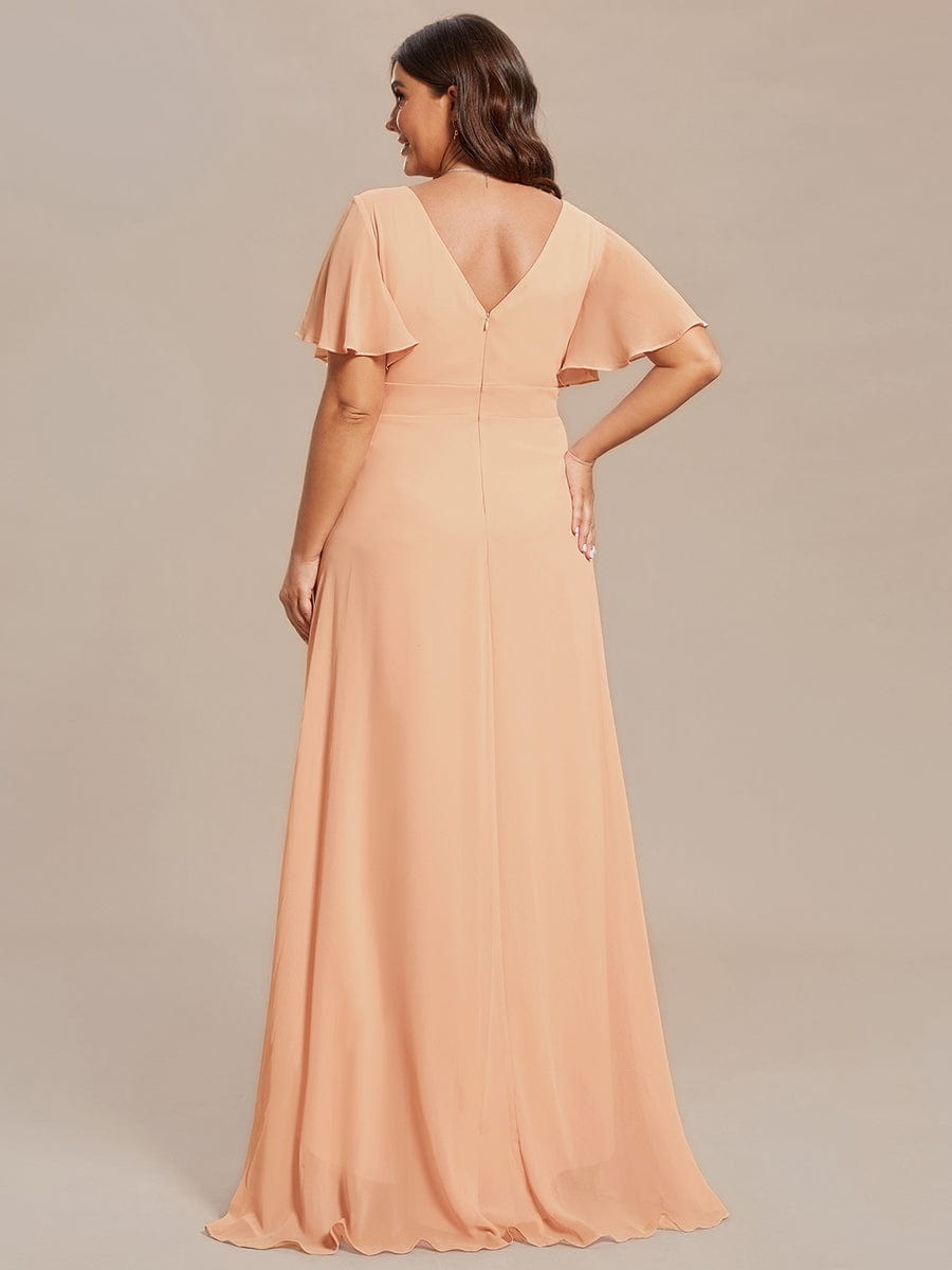 Charming Chiffon Bridesmaid Dress with Lotus Leaf Hemline #color_Peach