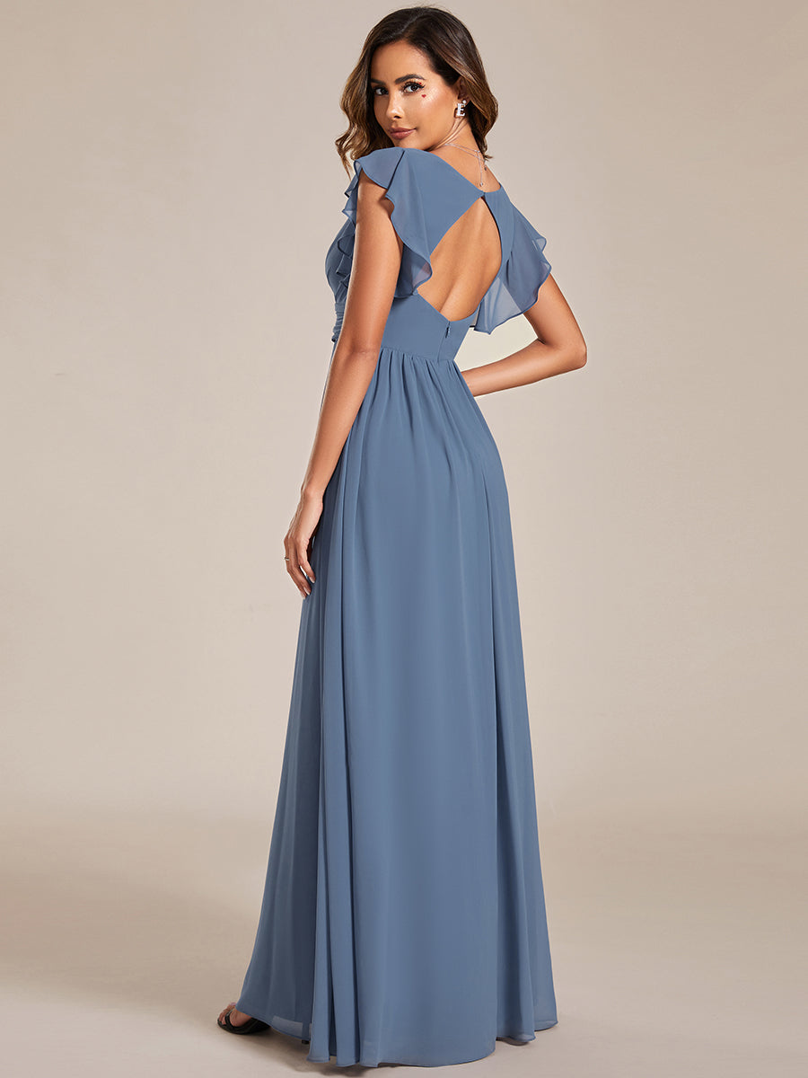 Dusty Blue Bridesmaid Gowns #style_ES01819DN