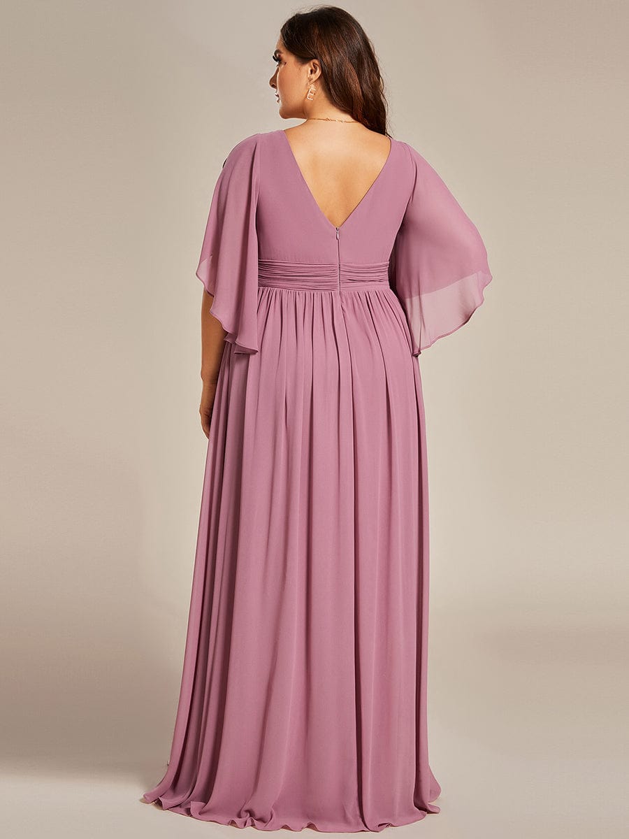 Plus Size V-Neck A-Line Chiffon Bridesmaid Dress #color_Purple Orchid