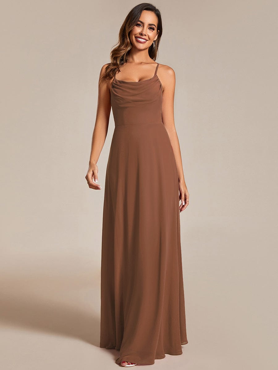 Adjustable Spaghetti Strap Chiffon A-Line Bridesmaid Dresses #color_Brown