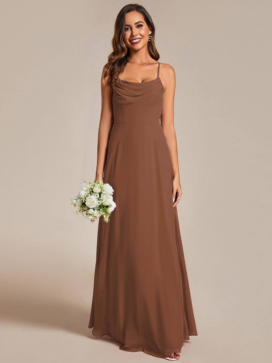 Adjustable Spaghetti Strap Chiffon A-Line Bridesmaid Dresses #color_Brown