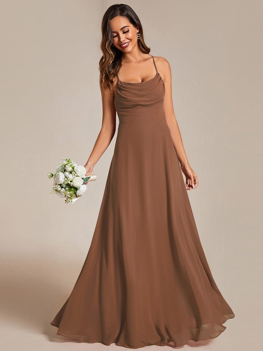 Adjustable Spaghetti Strap Chiffon A-Line Bridesmaid Dresses #color_Brown