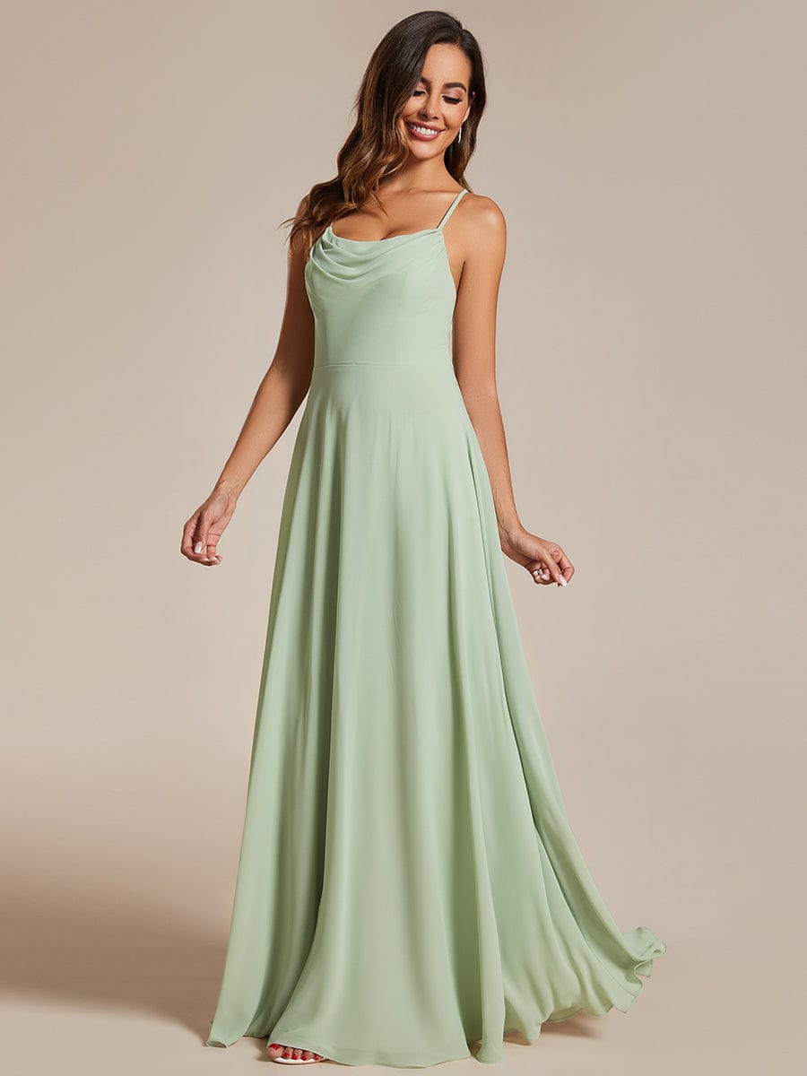 Adjustable Spaghetti Strap Chiffon A-Line Dresses In Sage Green #color_Mint Green