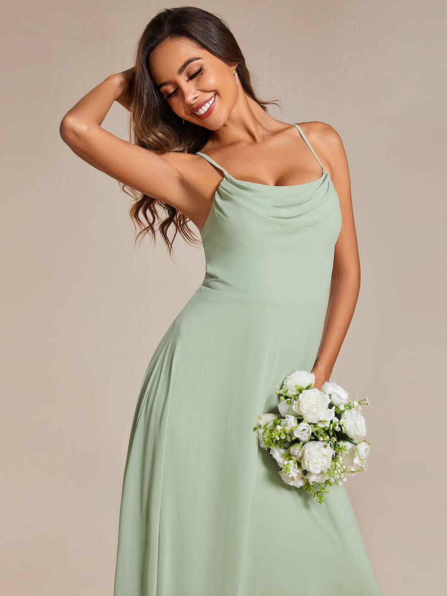 Adjustable Spaghetti Strap Chiffon A-Line Dresses In Sage Green #color_Mint Green