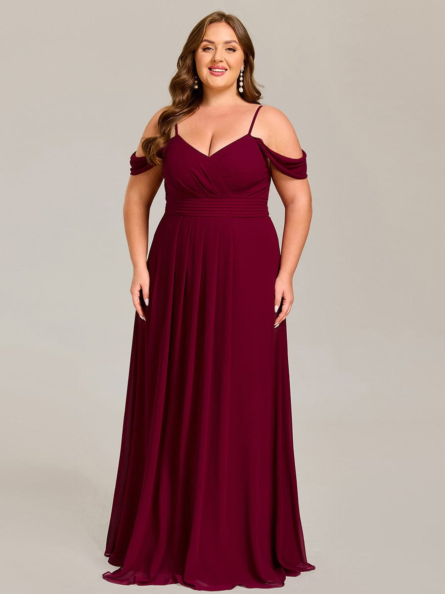 Multiway A-Line Off the Shoulder Chiffon?Maxi Bridesmaid Dress #color_Burgundy