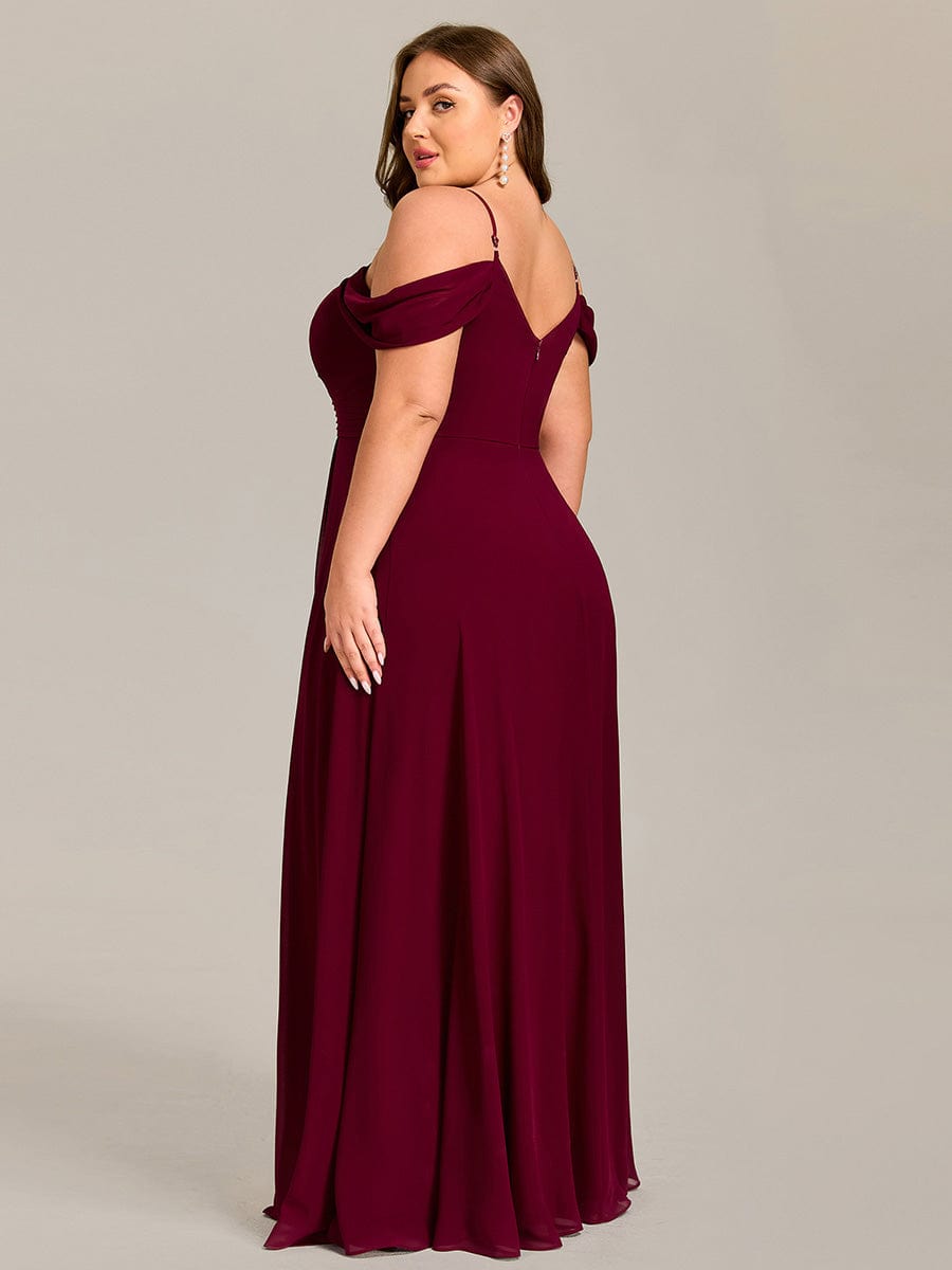 Multiway A-Line Off the Shoulder Chiffon?Maxi Bridesmaid Dress #color_Burgundy