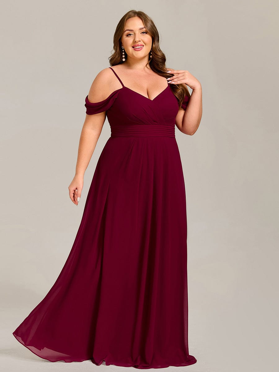 Multiway A-Line Off the Shoulder Chiffon?Maxi Bridesmaid Dress #color_Burgundy