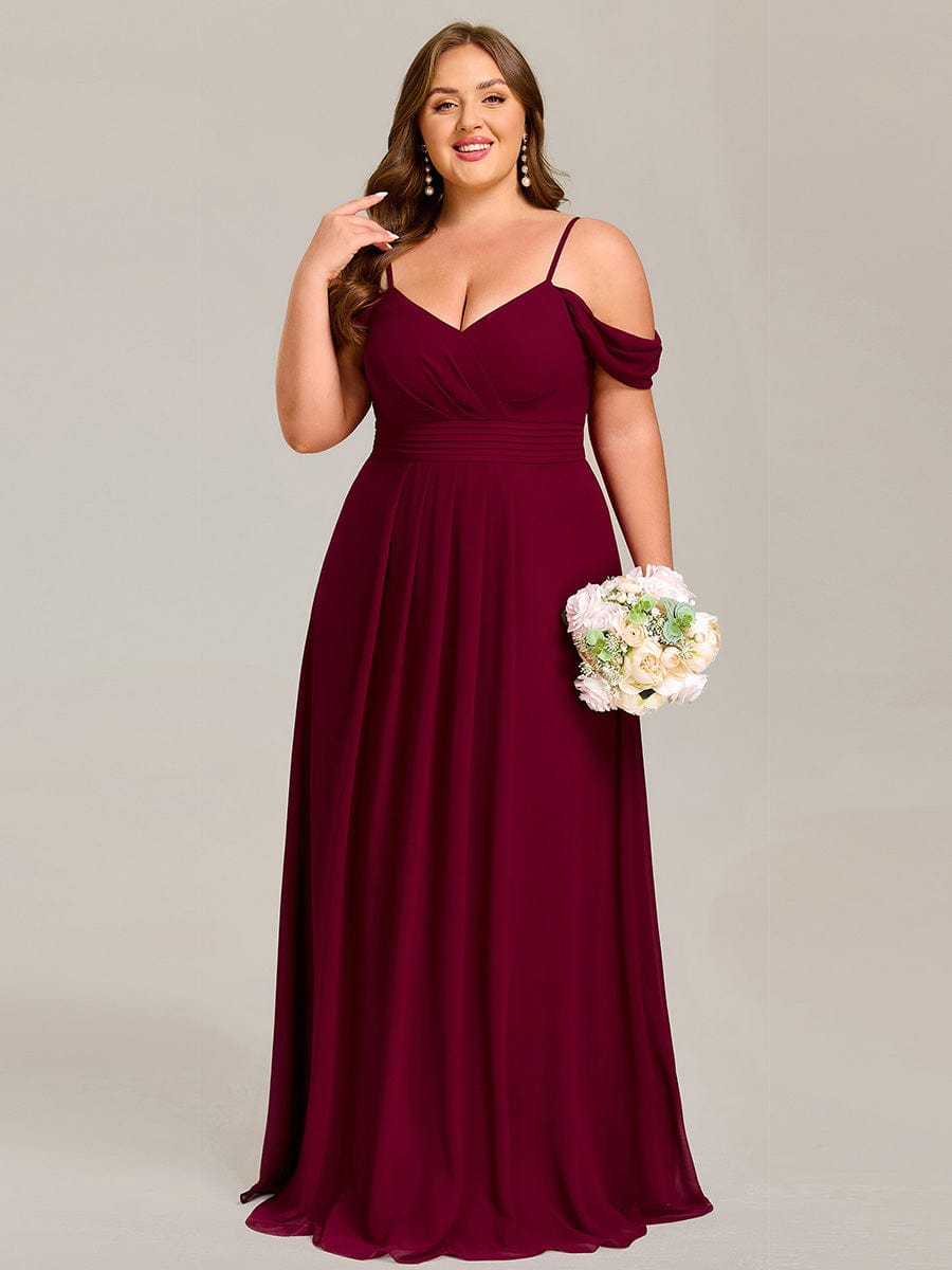 Multiway A-Line Off the Shoulder Chiffon?Maxi Bridesmaid Dress #color_Burgundy