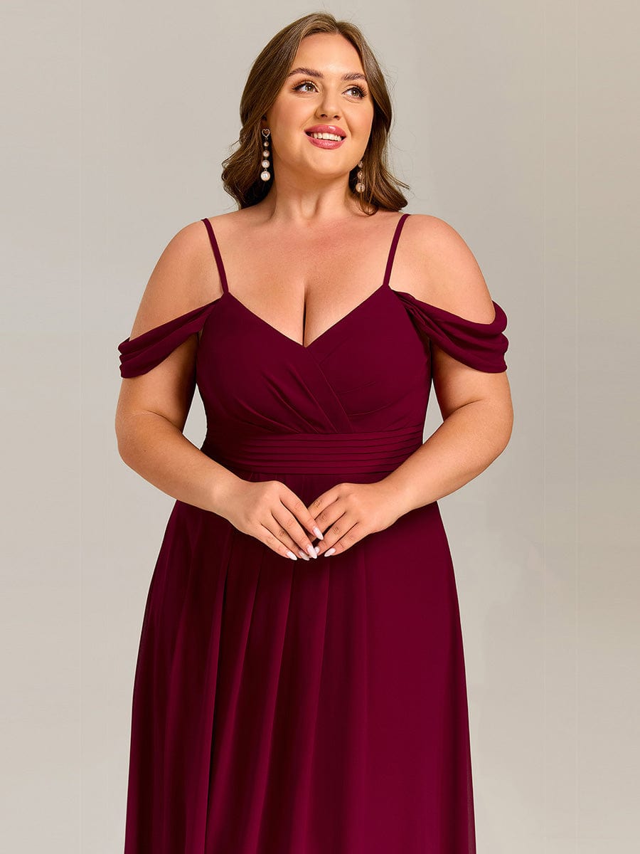 Multiway A-Line Off the Shoulder Chiffon?Maxi Bridesmaid Dress #color_Burgundy