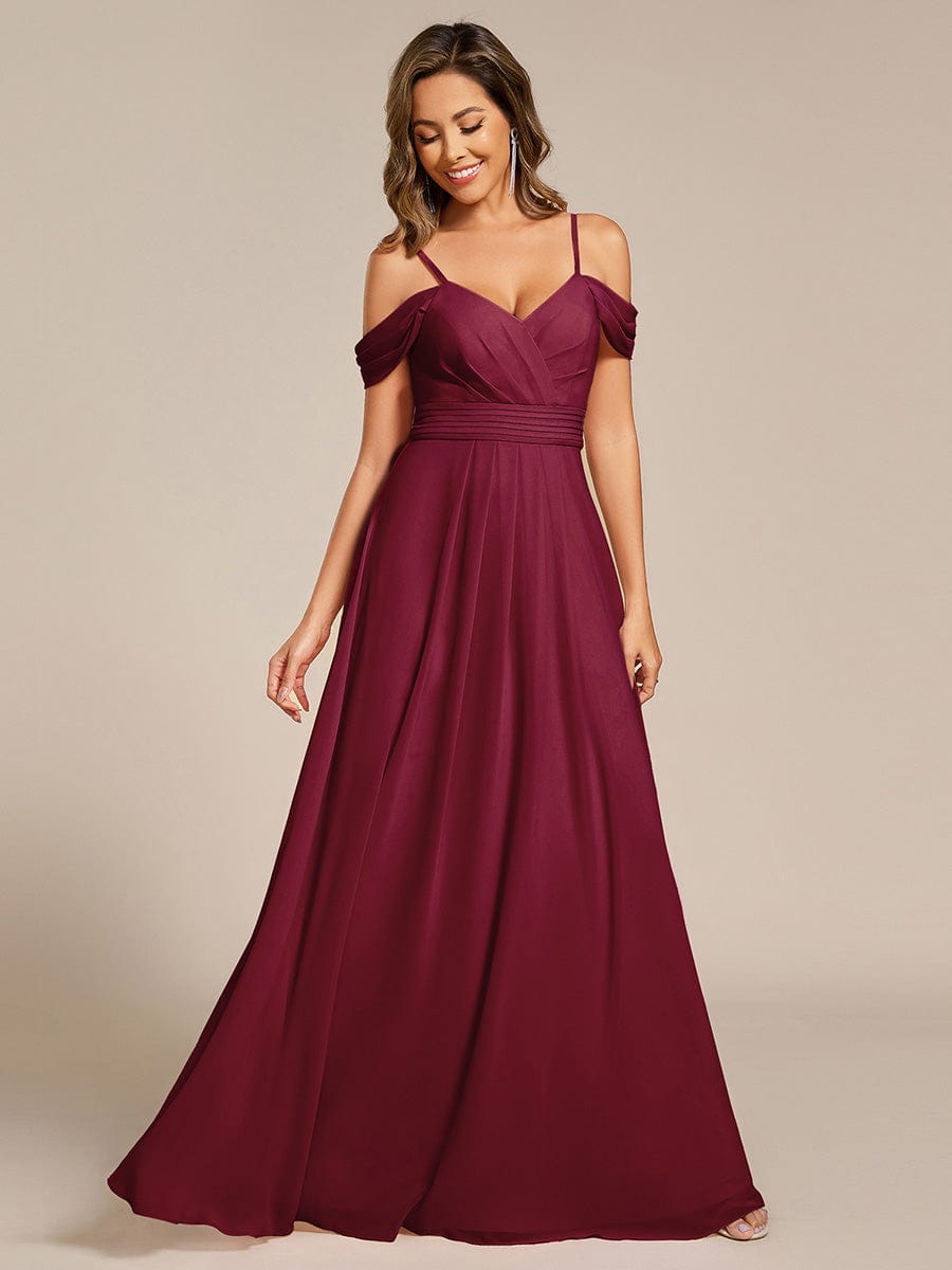 Multiway A-Line Off the Shoulder Chiffon?Maxi Bridesmaid Dress #color_Burgundy