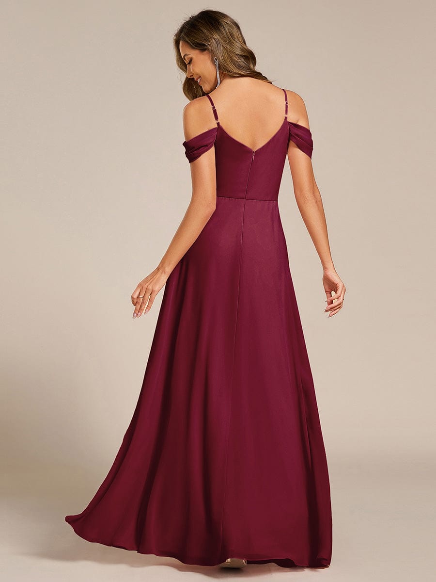 Multiway A-Line Off the Shoulder Chiffon?Maxi Bridesmaid Dress #color_Burgundy